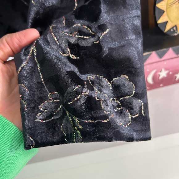 Vintage 90s Tradition black Velvet Jacket Floral Gold Sparkle Asian Cocktail 14 - Picture 4 of 16